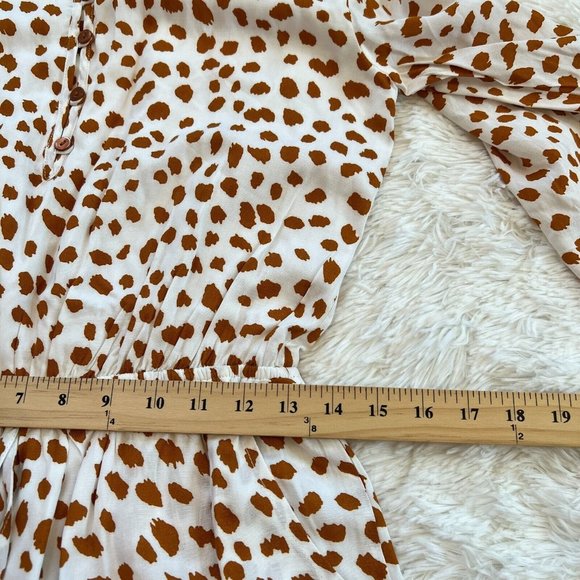 KOri America Romper Small Animal Print Drawstring Waist Pocket Boho Ruffle 15348 - Picture 10 of 13